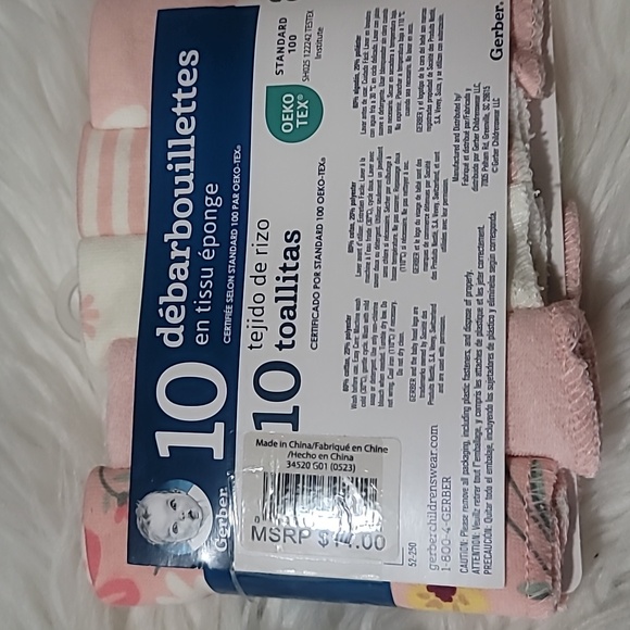 Gerber 10 pack  Terry Washcloths - Picture 2 of 2